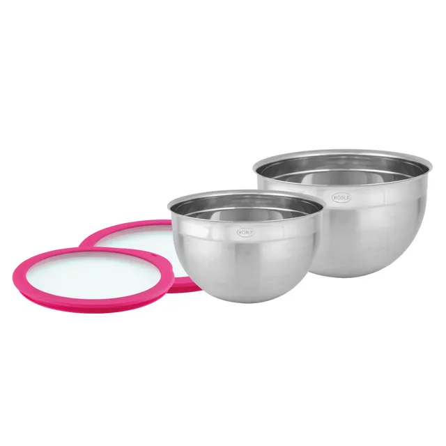 r-sle-set-2-saladiers-inox-couvercles-20-et-24-cm-pink-charity-edition image 1