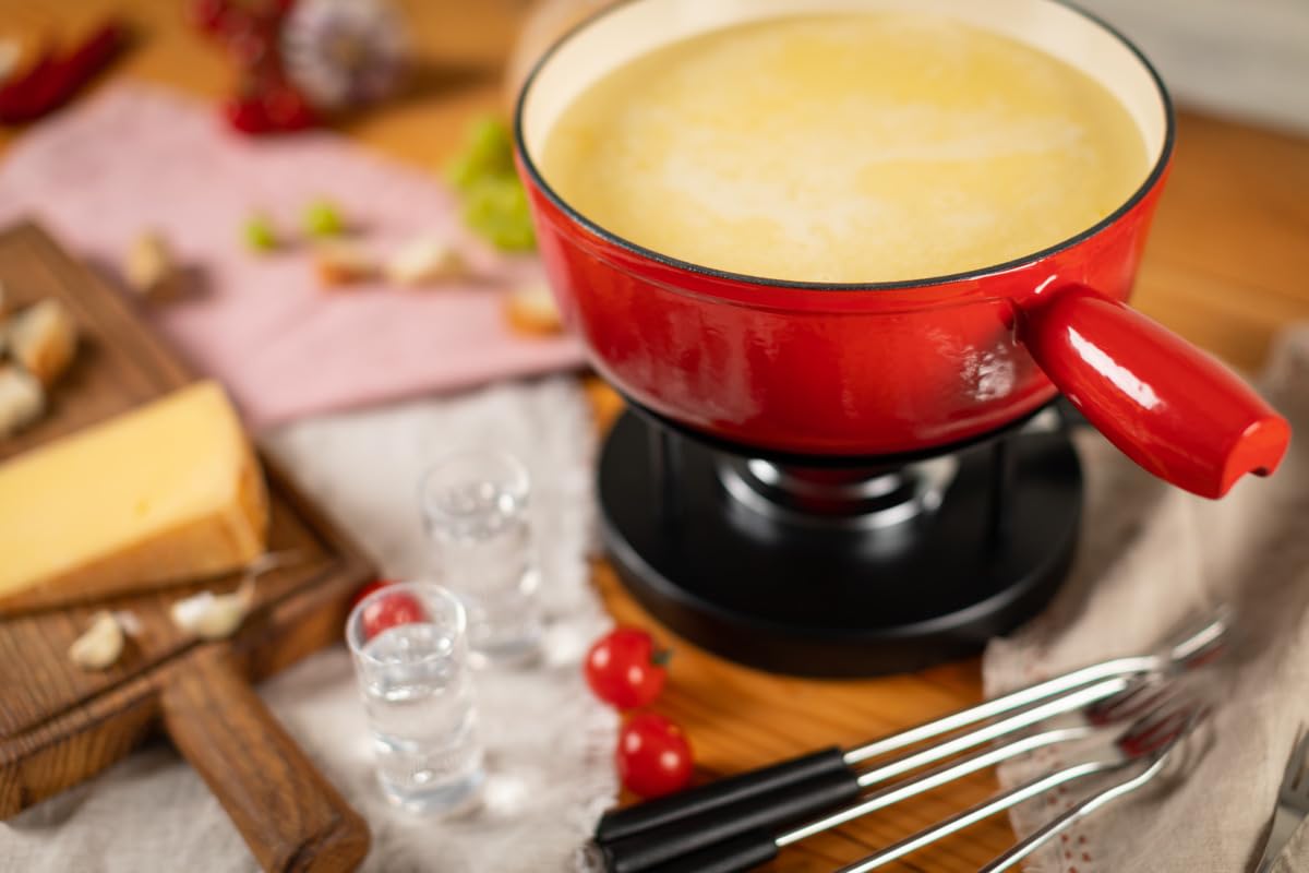 kuhn-rikon-set-fondue-fromage-fonte-24-cm-rouge-6-personnes image 7