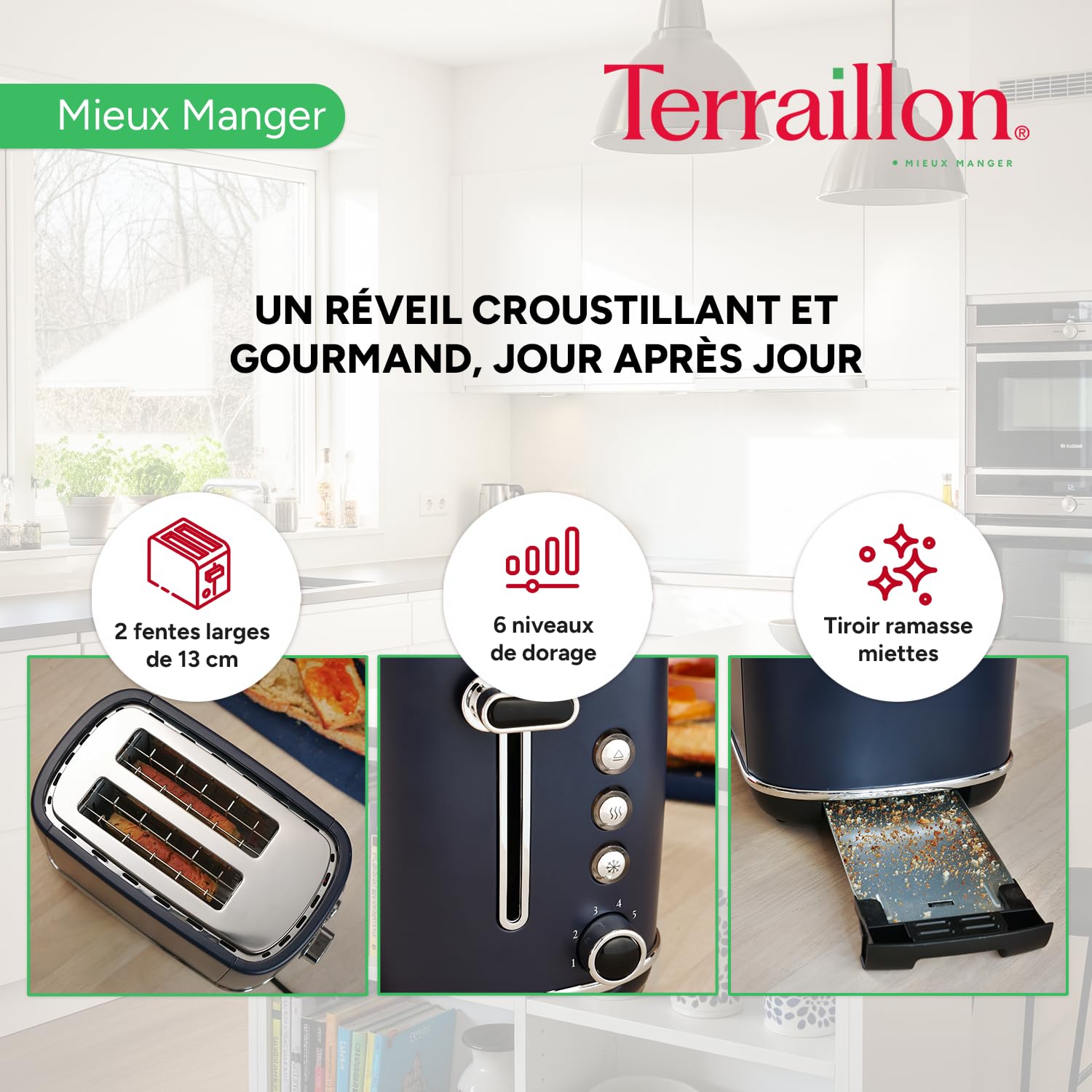 terraillon-grille-pain-new-moon-2-fentes-inox-1050w image 3