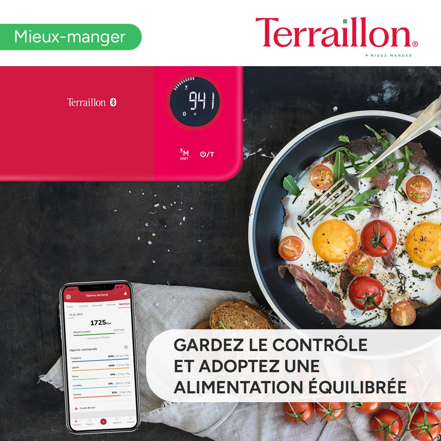 terraillon-nutritab-balance-cuisine-connect-e-bluetooth-rouge-5-kg image 5
