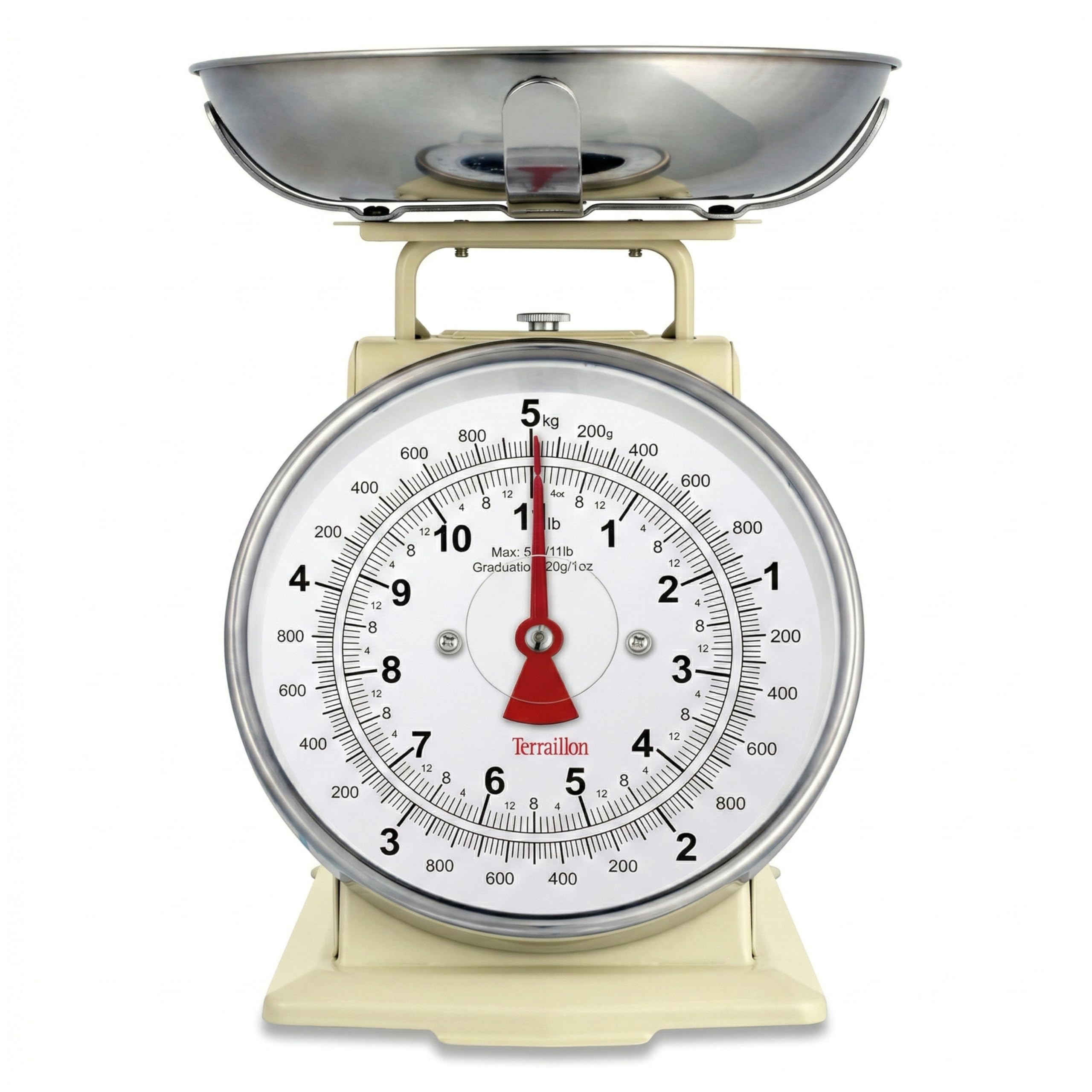 terraillon-trad-500-balance-de-cuisine-m-canique-vintage-bol-1l-inox-5kg image 6