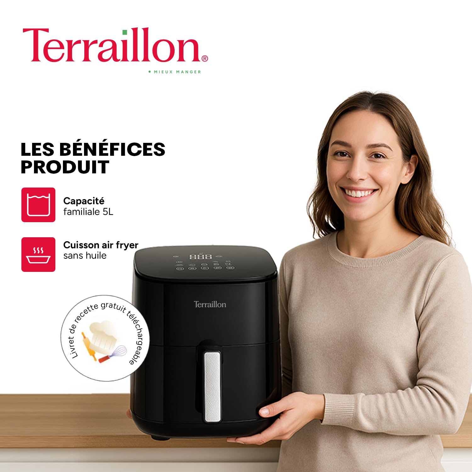 terraillon-cook-fry-5l-friteuse-sans-huile-air-fryer-1500w image 2