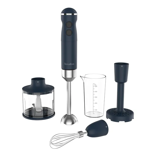 terraillon-new-moon-mixeur-plongeant-1000w-bleu-presse-pur-e-hachoir-600-ml image 1