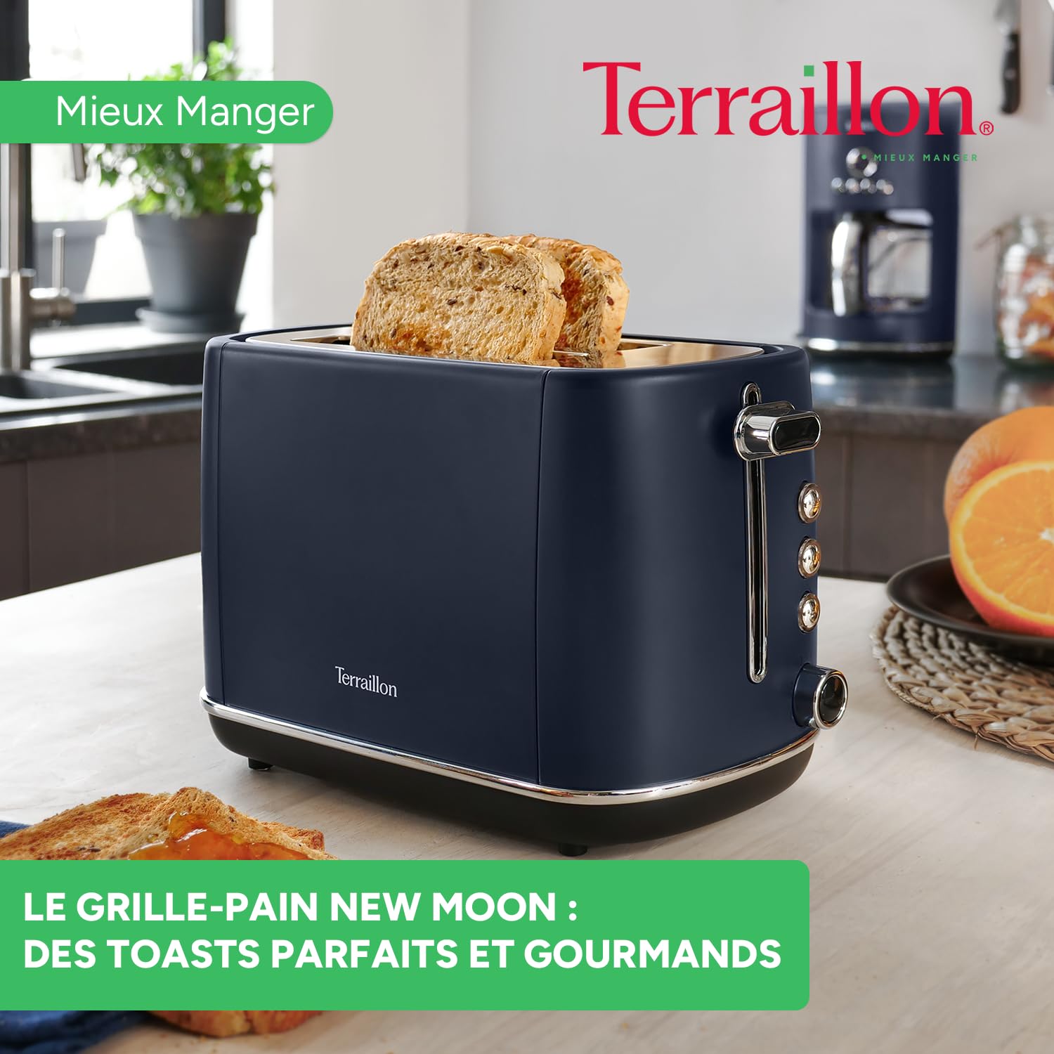 terraillon-grille-pain-new-moon-2-fentes-inox-1050w image 2