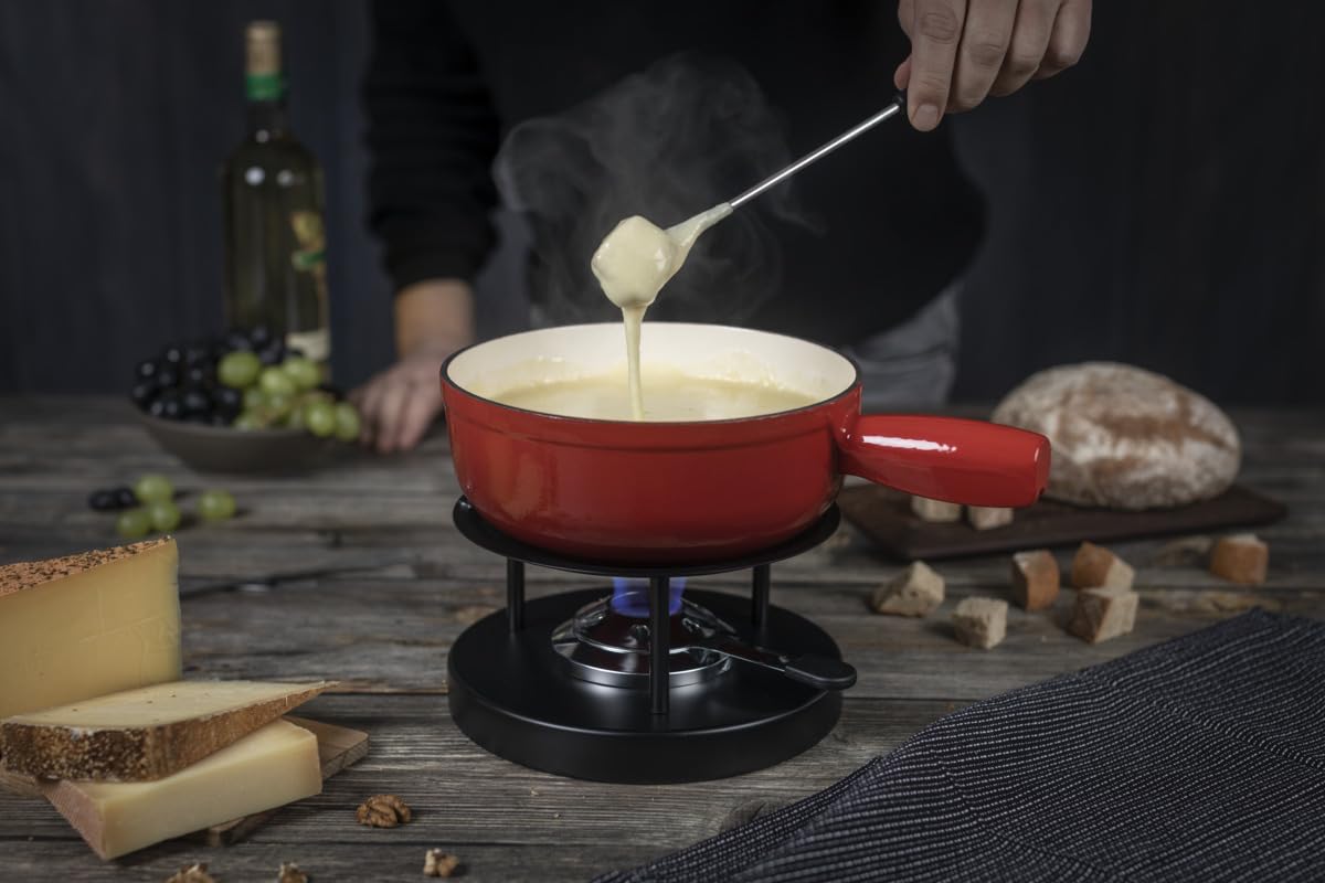 kuhn-rikon-set-fondue-fromage-fonte-24-cm-rouge-6-personnes image 4