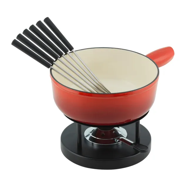 kuhn-rikon-set-fondue-fromage-fonte-24-cm-rouge-6-personnes image 1