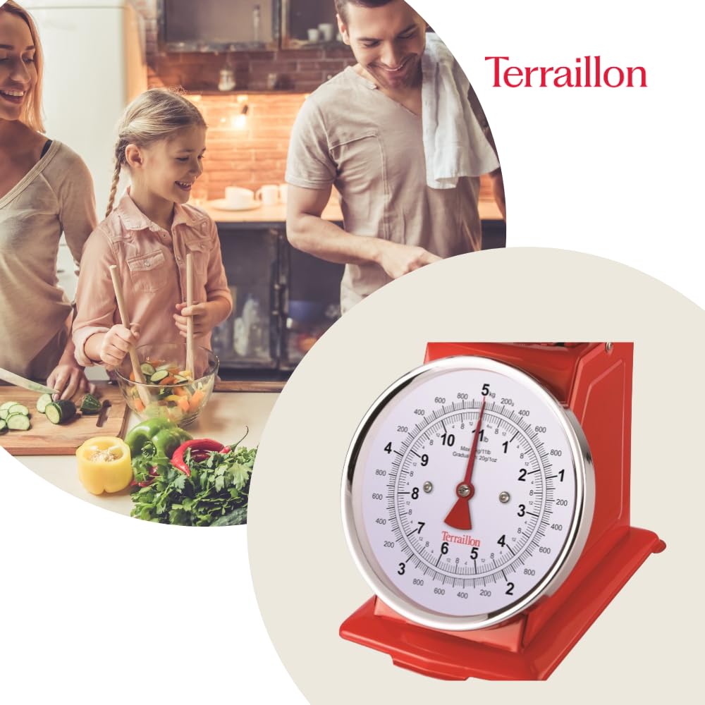 terraillon-trad-500-balance-de-cuisine-m-canique-vintage-bol-1l-inox-5kg image 5