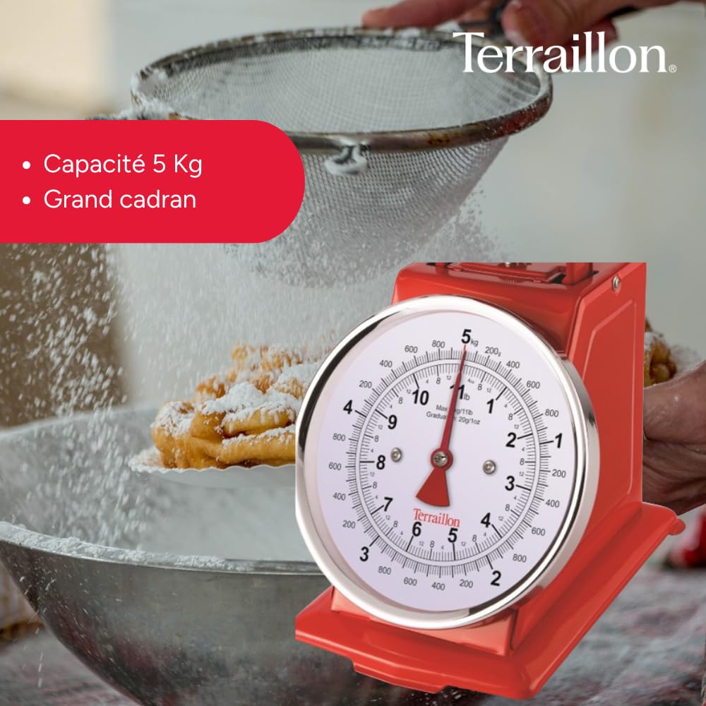 terraillon-trad-500-balance-de-cuisine-m-canique-vintage-bol-1l-inox-5kg image 3