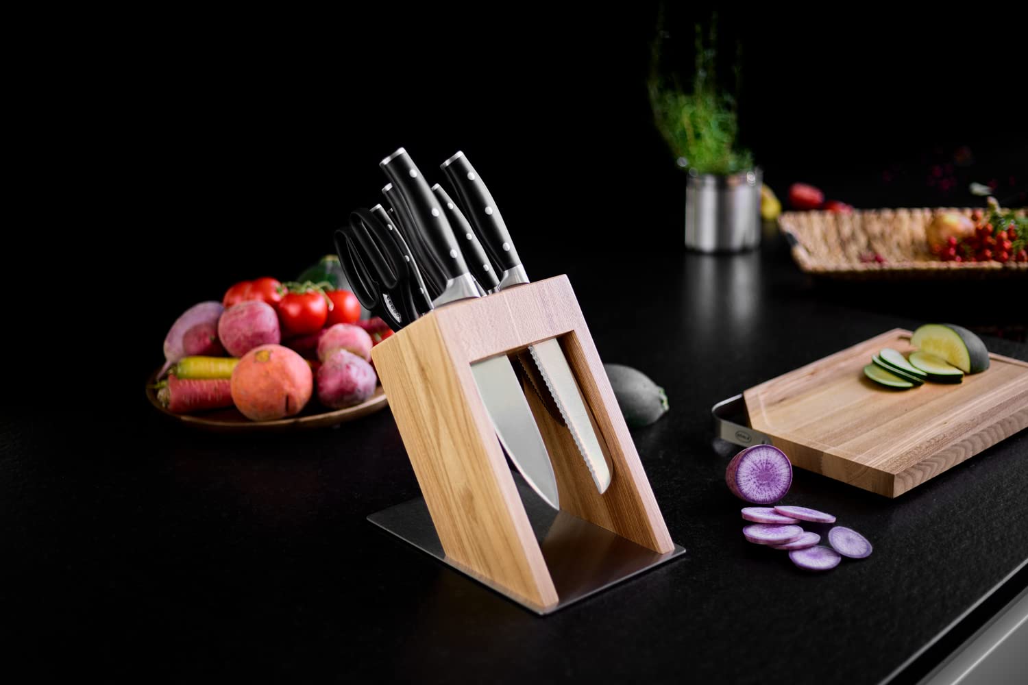 r-sle-knifex-bloc-couteaux-vide-inox-et-bois-d-orme-7-fentes image 2
