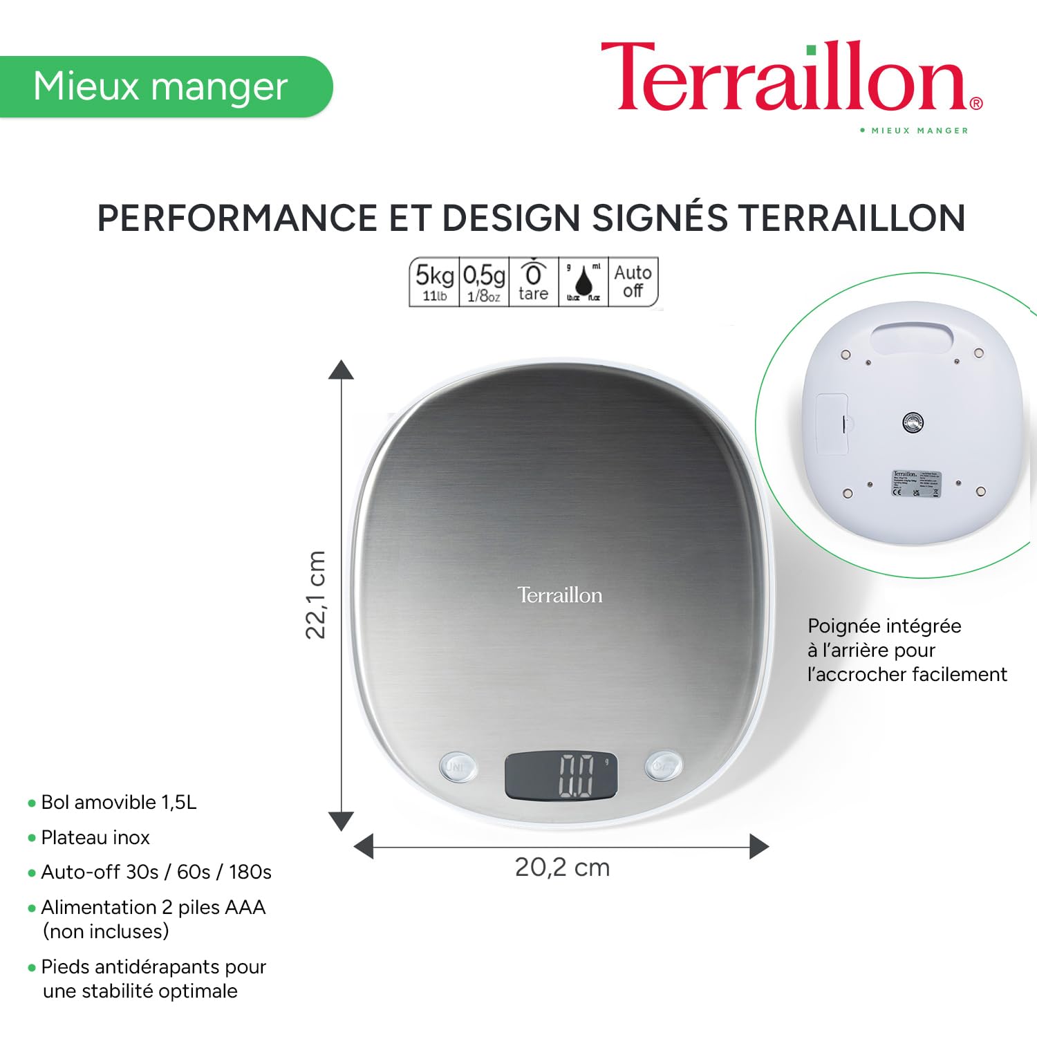 terraillon-macaron-glac-e-bol-balance-cuisine-inox-5-kg image 6