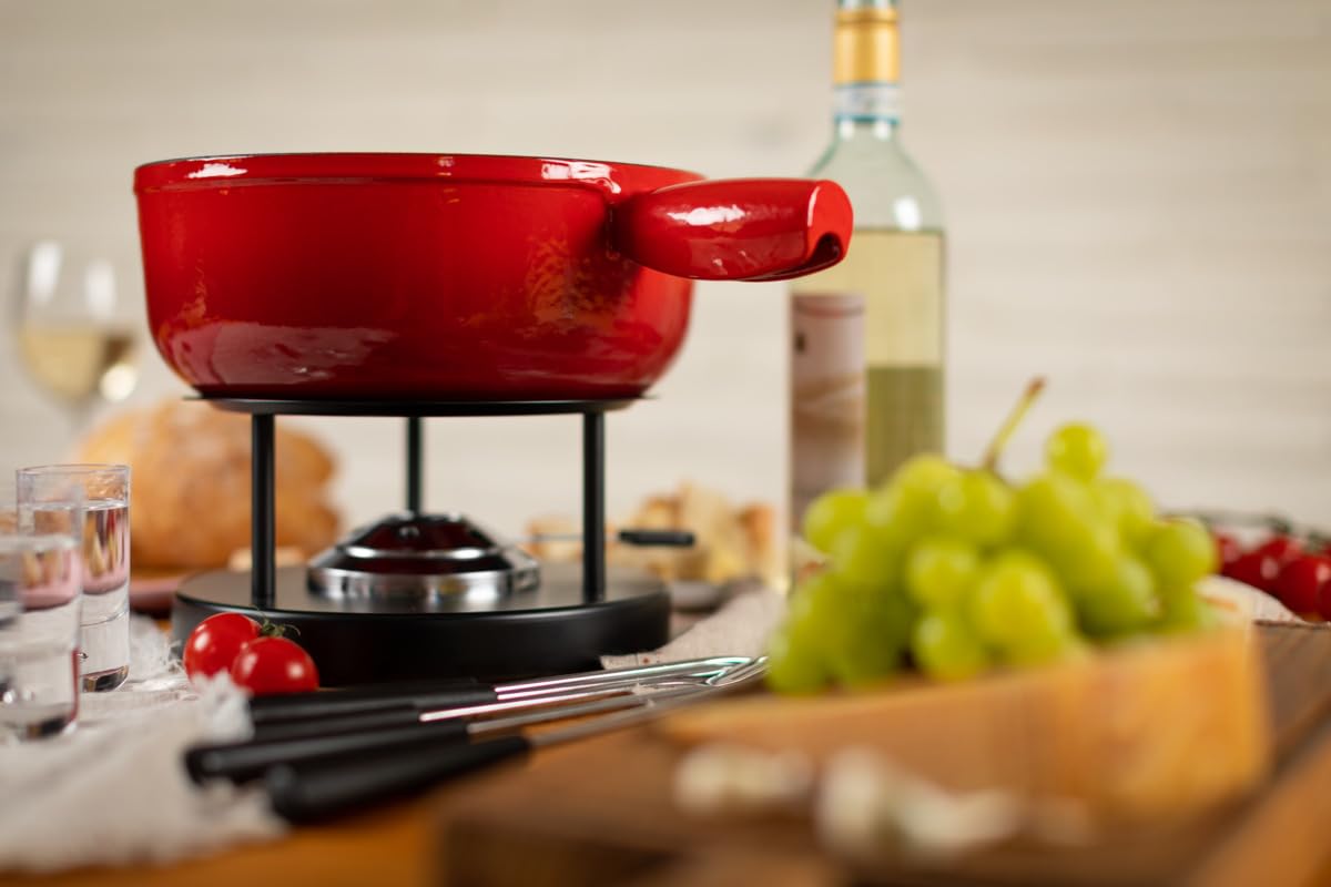 kuhn-rikon-set-fondue-fromage-fonte-24-cm-rouge-6-personnes image 2