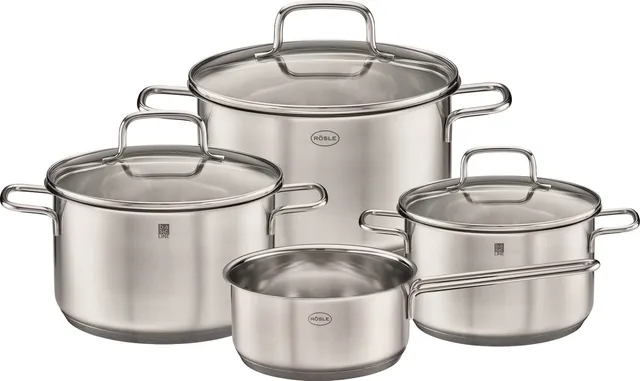 r-sle-basic-line-lot-4-casseroles-inox-avec-couvercle-verre image 1