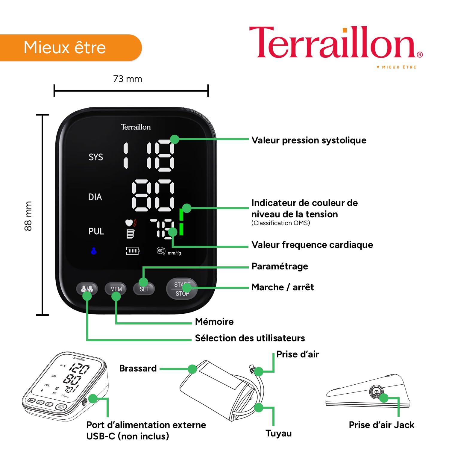 terraillon-tensio-bras-tb251-tensiom-tre-bras-led-22-42cm image 4