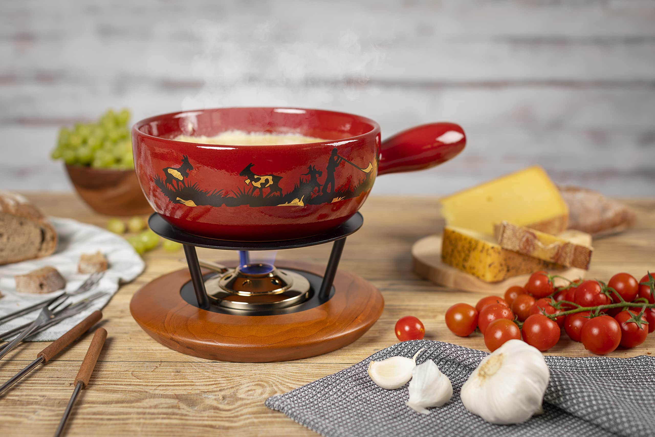 kuhn-rikon-caquelon-fondue-fromage-joueur-de-cor-des-alpes-22-cm-rouge-1-6-l image 4